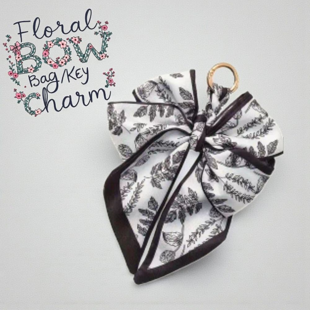 Floral Bow Bag Key Charm